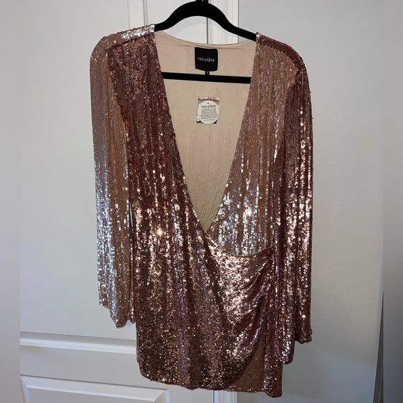 retrofete Christine Wrap-effect Two-tone Sequined Satin Mini Dress - Picture 2 of 3